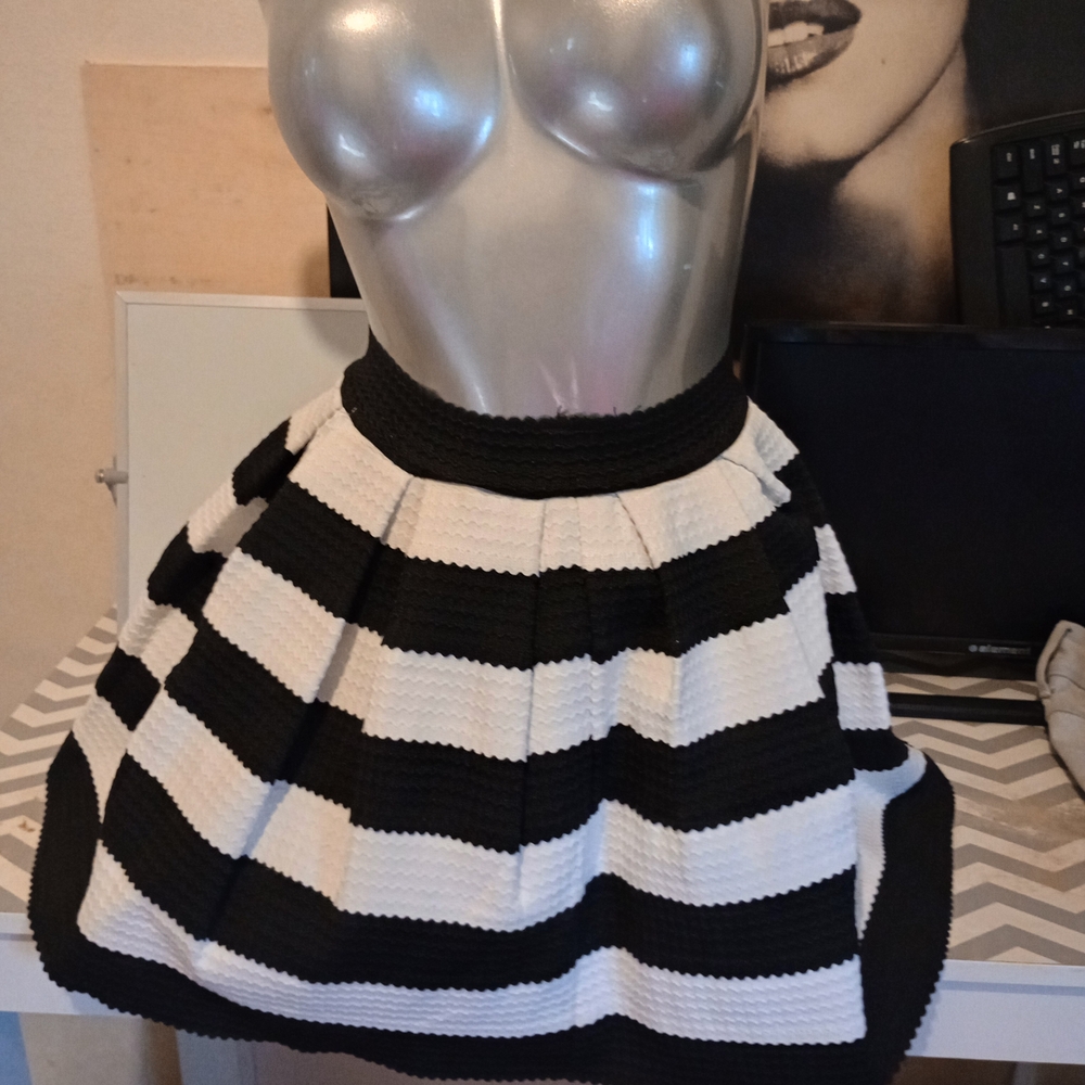 Black and White Striped Skirt